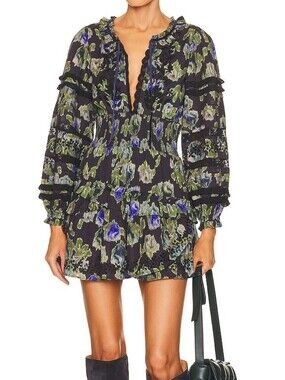 LoveShackFancy Clarkie Floral Smocked Mini Dress XL